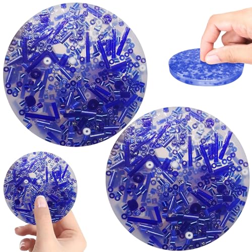 Picking Padskin Picking Fidget Toys, 2pcs 3, 4 Zoll runde Silikon -Picky -Pad, lustiges Doppelpad, Angst -Relief -Spielzeug für Kinder und Erwachsene, Blau von Pineeseatile