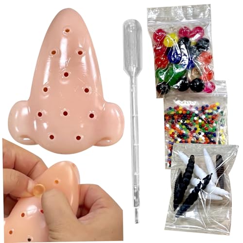 Pickle Popping Toy Set, lustiges Nasenpickelspielzeug mit weichen Perlen Droper und Pinzette, TPE Flexible wiederverwendbarer Stressabbau Set für Kinder Erwachsene Geschenk von Pineeseatile