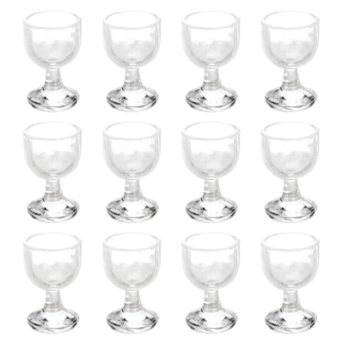 Pineeseatile 12pcs Mini Weingläser, 0, 6 x 0, 4 Mini Wine Dollhouse Miniatures Harz 1/12 Maßstab Accessoires für Puppenhausküchenspielzeug, Miniaturen, Miniaturen von Pineeseatile