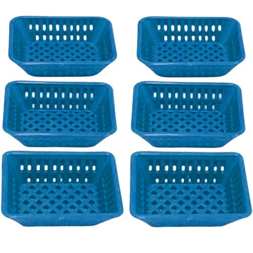 Pineeseatile 6pcs Mini Körbe Set, Kunststoff 1/12 Mini Körbe Puppenhaus Miniaturen Dollhouse Dekoration Zubehör, Blau, Minikorb von Pineeseatile