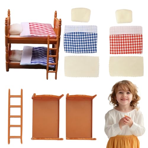 Pineeseatile Dollhouse Bett süßes lebensecht Etagenbett 3.7x2, 4x3, 9 Zoll Square Grid Spielzeug lustige DIY Accessoires Dollhouse Möbel für Mädchen Kinder Rollenspiele Geschenke Pineeseatile Dollhouse Bett süßes lebensecht Etagenbett 3.7x2, 4x3, 9 Zoll Square Grid Spielzeug lustige DIY Accessoires Dollhouse Möbel für Mädchen Kinder Rollenspiele Geschenke von Pineeseatile