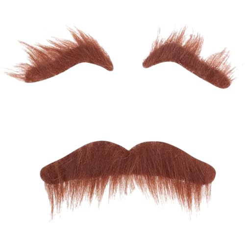 Pineeseatile Gefälschte Schnurrbart und gefälschte Augenbrauen, realistischer brauner Farbbärchen, Selbstklebende chemische Faser Augenbrauen für Cosplay, Halloween-Party, Fälschung Pineeseatile Gefälschte Schnurrbart und gefälschte Augenbrauen, realistischer brauner Farbbärchen, Selbstklebende chemische Faser Augenbrauen für Cosplay, Halloween-Party, Fälschung von Pineeseatile