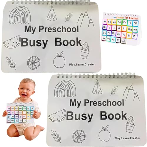 Pineeseatile Geschäftiges Buch, Toddler geschäftiges Buch 2 Set Multiple Theme Developmental Coil Bindung mit Accessoires Kleinkind Bücher für Vorschullern, Kindergartenlernen, Homeschool von Pineeseatile