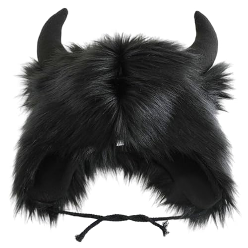 Pineeseatile Halloween Buffalo Hut Winter Plüsch pelziger warmer Kuhhut mit Hörnern weich Pineeseatile Halloween Buffalo Hut Winter Plüsch pelziger warmer Kuhhut mit Hörnern weich von Pineeseatile