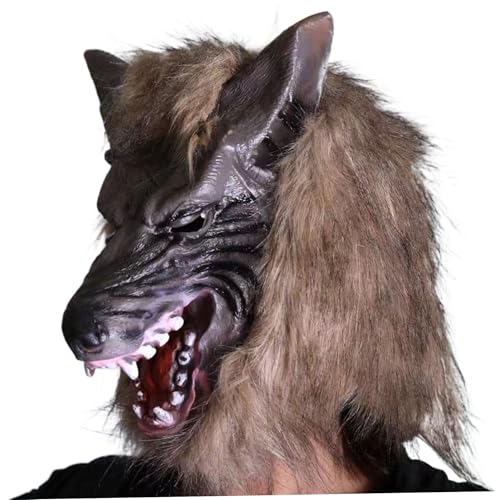 Pineeseatile Halloween -Maske, Werwolfmaske Vinyl PVC Scary Halloween One Size Greepy Wolf Kostüm Horror mit Belüftungslöchern Cosplay -Werwolf Kleid für Party, Streiche, Carnivalen von Pineeseatile