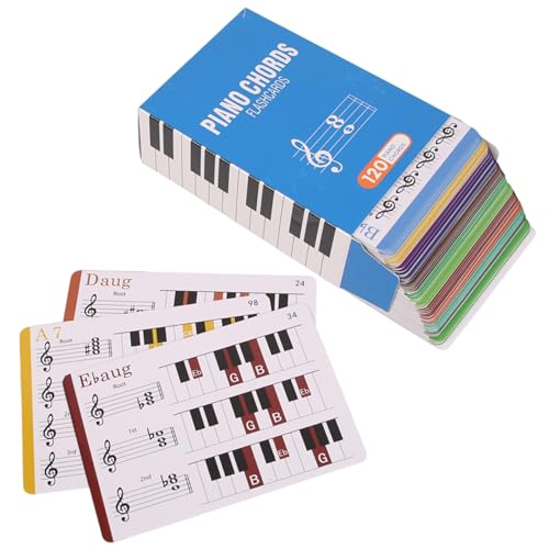 Pineeseatile Klavierakkorde Chart, Klavierkorddiagramm und 120 Blätterkarten, Bildungsmusik -Flash -Karten für Erwachsene Kinder Musiklerner, Klavierakkord von Pineeseatile
