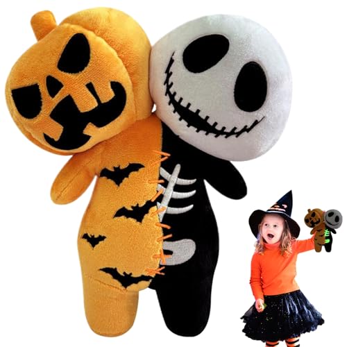 Pineeseatile Kürbisplüsch, Halloween Plüsch, 9, 8 Zoll Leuchtend Schädelkürbis, weiches Halloween -Stofftier, lustige Horrorpuppen für Kinder Erwachsene Party Geschenke von Pineeseatile