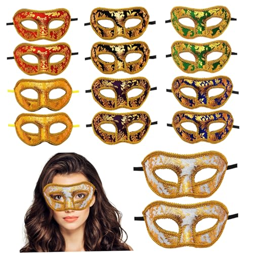 Pineeseatile Mardi Gras Mask, 14pcs Maskerade -Masken Männer 7x3, 5 Zoll 7 Farben weich bequemes halbes Gesicht Maskerade -Ballmasken für Partyzubehör Pineeseatile Mardi Gras Mask, 14pcs Maskerade -Masken Männer 7x3, 5 Zoll 7 Farben weich bequemes halbes Gesicht Maskerade -Ballmasken für Partyzubehör von Pineeseatile