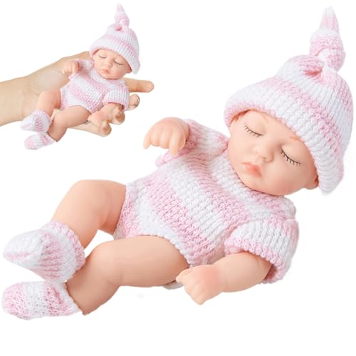 Pineeseatile Mini Silicon Babypuppen, Mini Silicon -Babypuppen, 7 Zoll realistisches Neugeborenes, weicher Ganzkörper mit Kleidung, Babys für Kindergeschenke, Stil 1 von Pineeseatile