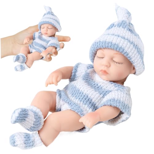 Pineeseatile Mini Silicon Babypuppen, Mini Silicone Babypuppen, 7 Zoll realistisches Neugeborenes, weicher Ganzkörper mit Kleidung, Babys für Kindergeschenke, Blau Pineeseatile Mini Silicon Babypuppen, Mini Silicone Babypuppen, 7 Zoll realistisches Neugeborenes, weicher Ganzkörper mit Kleidung, Babys für Kindergeschenke, Blau von Pineeseatile
