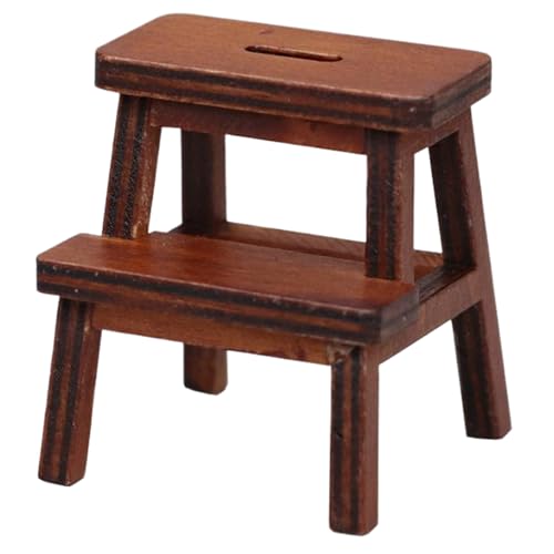Pineeseatile Mini Stuhl, 1 12 Skala Dollhouse Möbel, hölzernen Mini -Stuhl 1.7x1.6 Stufenhocker Miniaturmöbel Wohnzimmer Puppenhauszubehör, Dunkelbraun von Pineeseatile