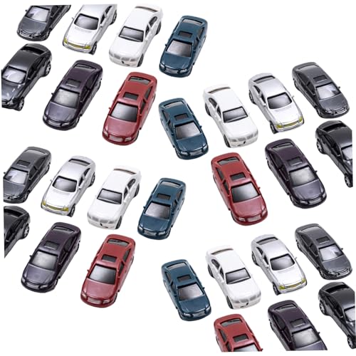 Pineeseatile Modellauto-Kits, 50pcs Modellauto Kits 1:75 Skala bemalte Mini-DIY-Verkehrsstraße Mikrolandschaftsschmuck für den Bauzubehör von Pineeseatile