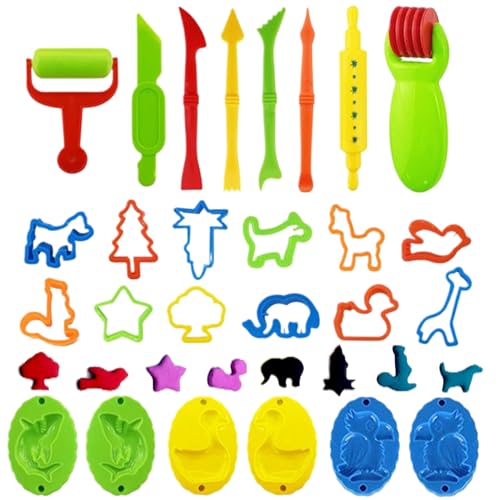 Pineeseatile Playdough-Sets für Kinder im Alter von 2 bis 4, 26pcs Playdough-Tools mit Rollstiften, Cutter, Formen, Scheren und Extrutern, umfassende Spielteig-Tools für Jungen und Mädchen von Pineeseatile