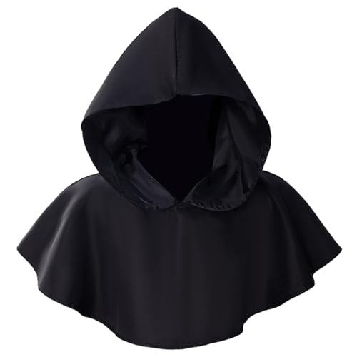 Pineeseatile Schwarze Kapuze, kurzer mittelalterlicher Umhang mit Motorhaube, atmungsaktiver schwarzer Umhang für Männer Frauen Cosplay -Kostüme, Mittelalter Pineeseatile Schwarze Kapuze, kurzer mittelalterlicher Umhang mit Motorhaube, atmungsaktiver schwarzer Umhang für Männer Frauen Cosplay -Kostüme, Mittelalter von Pineeseatile