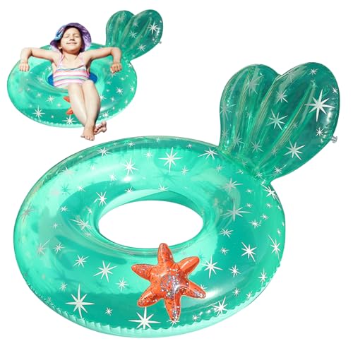 Pineeseatile Transparenter schwimmender Ring, Schwimmring Kinder transparent schwimmend mit Rückenlehne Design süßes aufblasbares Schwimmrohr für Wassersport für 5-9 Jahre Kinder Blau geeignet von Pineeseatile