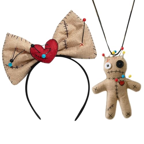 Pineeseatile Voodoo -Kostüm 2PCS/Set Voodoo Kostüm, Halloween Accessoires umfasst Bögen Stirnband und Puppenkette gruseliges Voodoo -Kostüm für Frauen Cosplay Halloween Dekorationen Pineeseatile Voodoo -Kostüm 2PCS/Set Voodoo Kostüm, Halloween Accessoires umfasst Bögen Stirnband und Puppenkette gruseliges Voodoo -Kostüm für Frauen Cosplay Halloween Dekorationen von Pineeseatile