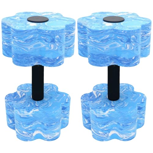 Pineeseatile Wassergewichte, Wasserdumbel 2PCs Blütenförmige Eva-Schaumgewichte für Kinder und Erwachsene hoher Auftrieb wasserdichtem Schnellrocken-Pool für Bewegung, Training, Aerobic, Blau von Pineeseatile