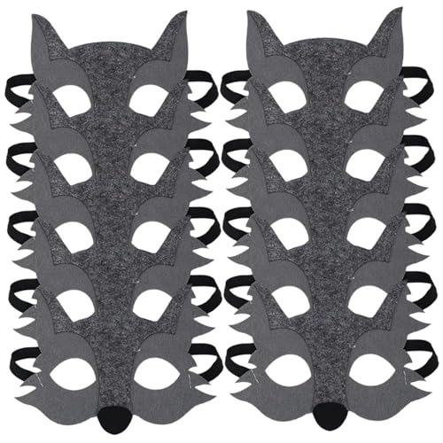 Pineeseatile Wolf Maske, 10pcs empfunden halb Gesichtsmaske, süßes Tiergesicht, Cosplay -Tiermasken für Kinder Dress -up -Party -Gefälligkeiten, halb von Pineeseatile