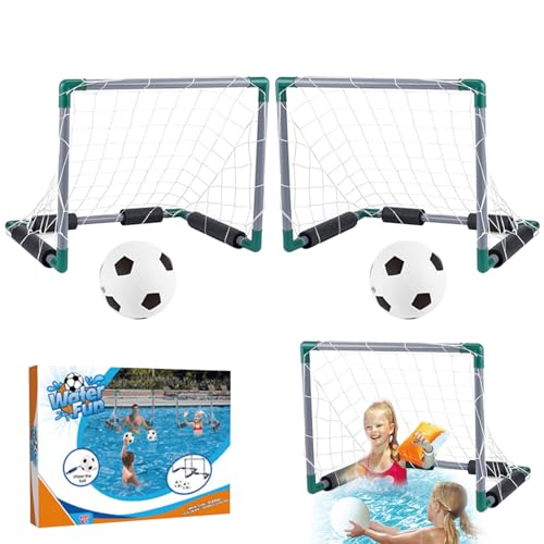 Pool-Fußball, Wasserfußball-Set Kühlung Floating Pool Soccer umfasst 2 Tore, 2 Bälle und 1 interaktive Eltern-Kind-Sommerspiele für Erwachsene und Familie von Pineeseatile