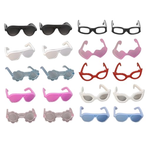 Winzige Sonnenbrillen, 20 Paar Puppenbrille Plastikpuppen Sonnenbrillen mit 10 Styles klassisch Retro Tiny Eyewear Mini für Crafts Dolls Haustiere Kostüm Cosplay Foto Requisiten von Pineeseatile