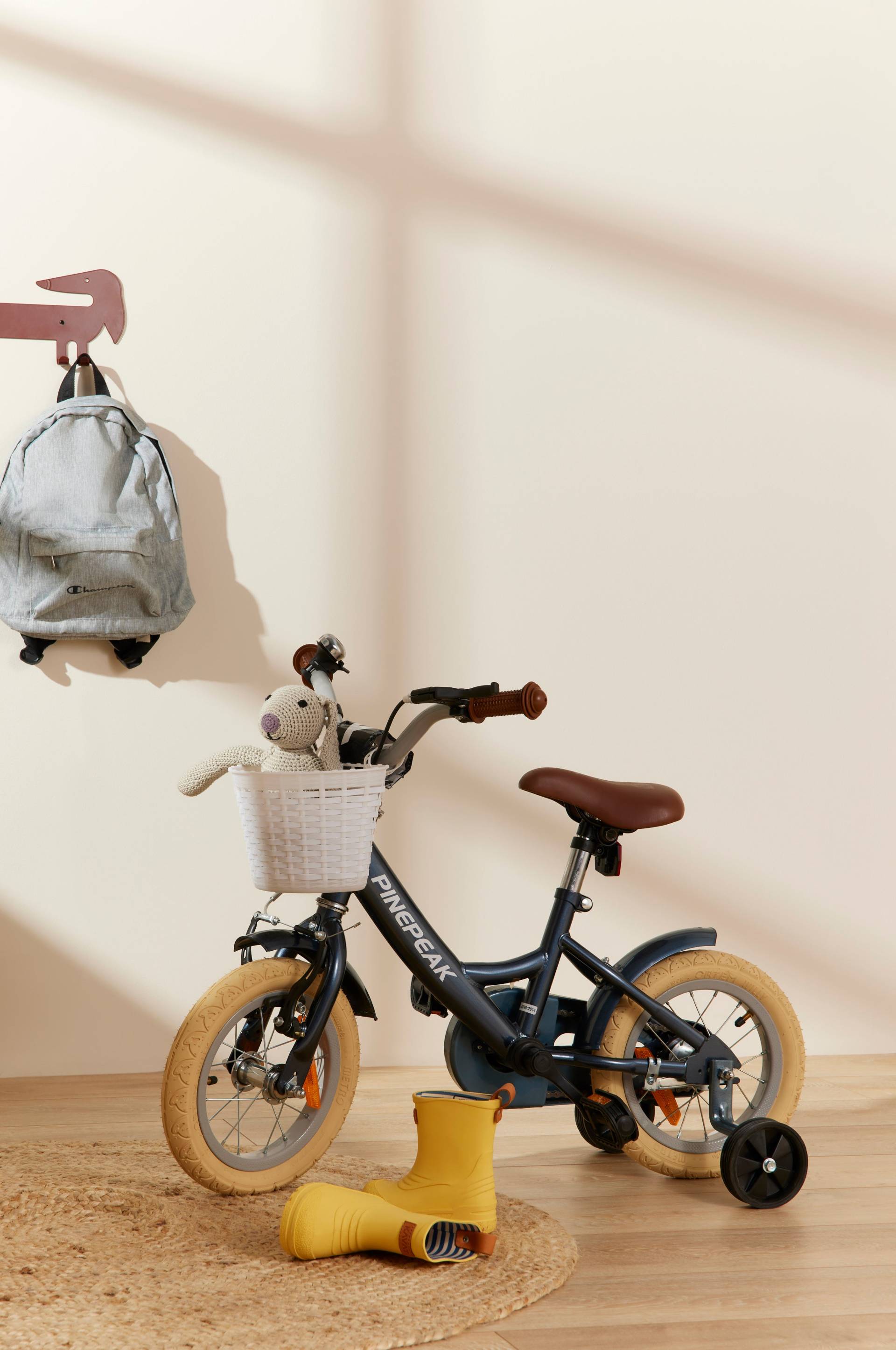 Pinepeak Retro City Kinderfahrrad 12 Zoll, Grau von Pinepeak