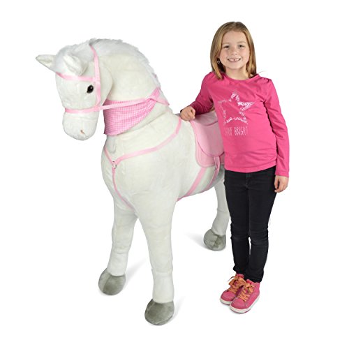 Pink Papaya Giant XXL Kinder Spielpferd zum Reiten Luna 125 cm | Plüschpferd | Fast lebensgroßes Pferd zum Reiten für Kinder | Stehpferd bis 100kg belastbar mit Sounds von Pink Papaya