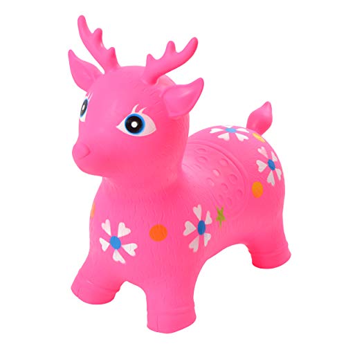 Pink Papaya Hüpftier Daisy REH, Hüpf-Pferd ab 3 Jahren, bis 50 kg, aufblasbares Kinder Hüpfspielzeug BPA frei inkl. Pumpe von Pink Papaya