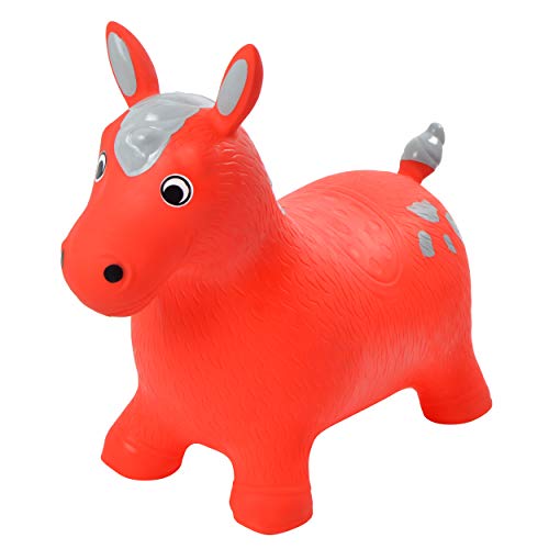 Pink Papaya Hüpftier Fred Pferd, Hüpf-Pferd ab 3 Jahren, bis 50 kg, aufblasbares Kinder Hüpfspielzeug BPA frei inkl. Pumpe von Pink Papaya