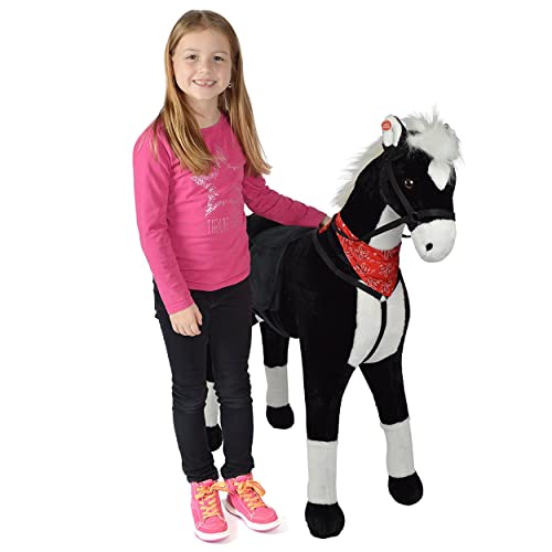 Pink Papaya Plüschpferd XXL 105cm Pferd, Amadeus, Fast lebensgroßes Spielpferd zum reiten, Stehpferd XXL, Spielzeug Pferd bis 100kg belastbar - Kinderpferd mit Kleiner Bürste von Pink Papaya