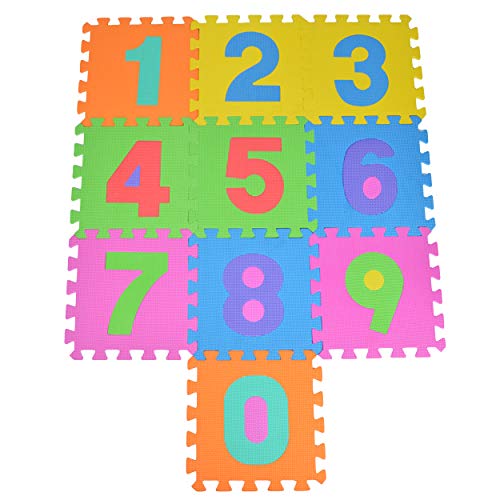 Pink Papaya Puzzlematte Kids 123, 10 TLG. Puzzlematte für Kinder aus rutschfestem Eva - große Spielmatte zusammensteckbar, jedes Teil 30 x 30 x 1 cm - Kinderteppich zum Puzzeln mit Zahlen von Pink Papaya