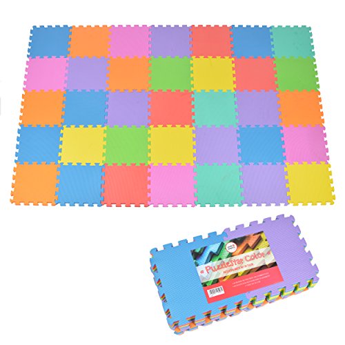 Pink Papaya Puzzlematte Kids Color, 36 TLG. Puzzlematte für Kinder aus rutschfestem Eva - große Spielmatte zusammensteckbar, jedes Teil 30 x 30 x 1 cm - Bunte Kinderteppich zum Puzzeln von Pink Papaya