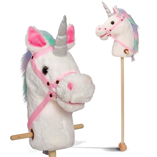 Pink Papaya Steckenpferd, Rainbow, süßes Spielzeug Pferd aus Stoff mit Sound Funktion: Gewieher und Galoppgeräusch von Pink Papaya