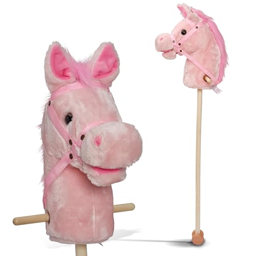 Pink Papaya Steckenpferd, Sparkles, süßes Spielzeug Pferd aus Stoff mit Sound Funktion: Gewieher und Galoppgeräusch von Pink Papaya