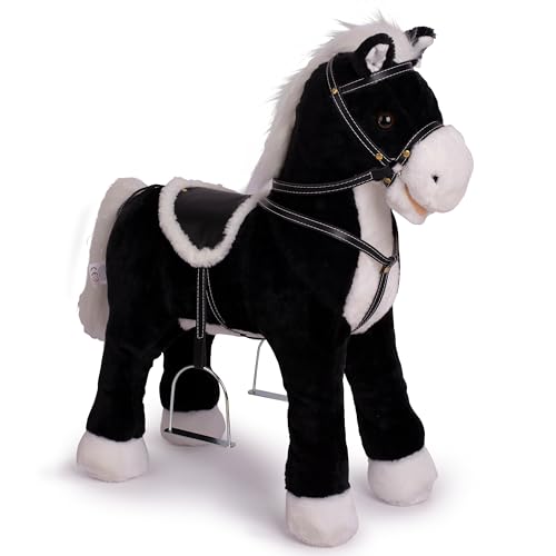 Pink Papaya Stehpferd zum draufsitzen | 60cm Spielpferd zum Reiten Amadeus | Pferd zum Reiten für Kinder mit Sound | Sattel Pferd von Pink Papaya