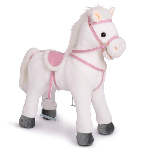 Pink Papaya Stehpferd zum draufsitzen | 60cm Spielpferd zum Reiten Luna | Pferd zum Reiten für Kinder mit Sound | Sattel Pferd von Pink Papaya