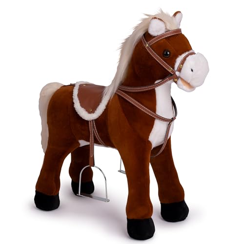 Pink Papaya Stehpferd zum draufsitzen | 60cm Spielpferd zum Reiten Max | Pferd zum Reiten für Kinder mit Sound | Sattel Pferd von Pink Papaya