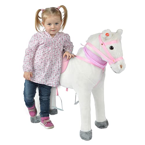 Pink Papaya Stehpferd zum draufsitzen | 75cm Spielpferd zum Reiten Molly | Pferd zum Reiten für Kinder mit Sound | Sattel Pferd von Pink Papaya