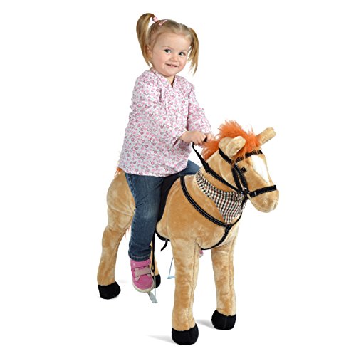 Pink Papaya Stehpferd zum draufsitzen | 75cm Spielpferd zum Reiten Marie | Pferd zum Reiten für Kinder mit Sound | Sattel Pferd von Pink Papaya