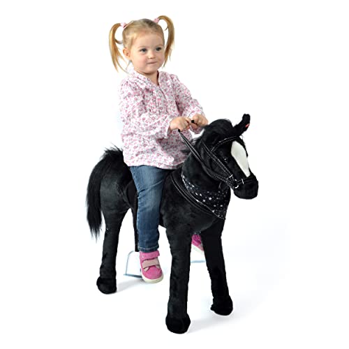 Pink Papaya Stehpferd zum draufsitzen | 75cm Spielpferd zum Reiten Polly | Pferd zum Reiten für Kinder mit Sound | Sattel Pferd von Pink Papaya