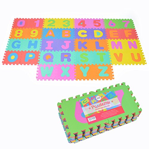 Pink Papaya Puzzlematte XXL mit 86 Teilen für Kinder aus rutschfestem Eva - 3,3m² große Spielmatte, zusammensteckbar - jedes Teil 30 x 30 x 1 cm - Kinderteppich, Puzzle mit Zahlen und Buchstaben von Pink Papaya