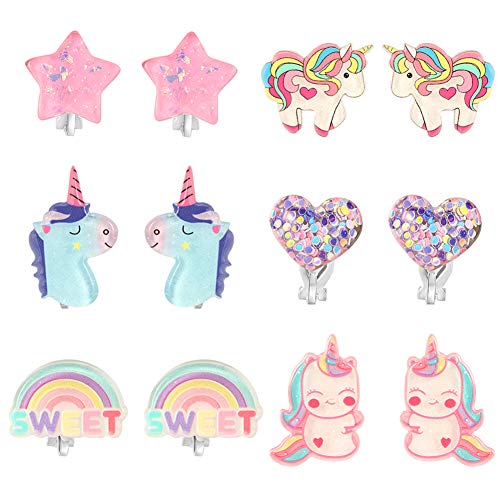 PinkSheep Einhorn Clip On Ohrringe für kleine Mädchen, Bling Earrings Regenbogen Ohrringe für Kinder, 6 Paare, Bestes Geschenk PinkSheep Einhorn Clip On Ohrringe für kleine Mädchen, Bling Earrings Regenbogen Ohrringe für Kinder, 6 Paare, Bestes Geschenk von PinkSheep