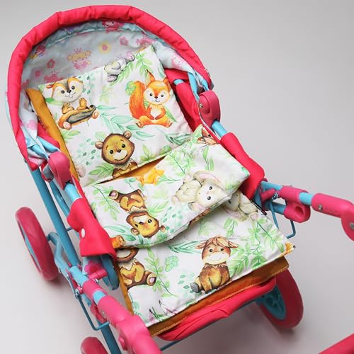 PinkZebra 3-teiliges Set Puppenbettwäsche für Puppen bis 43 cm, Puppenbettzeug für Puppenwagen, Bettwäsche mit Matratze für Puppenbett, Süße Babytiere PinkZebra 3-teiliges Set Puppenbettwäsche für Puppen bis 43 cm, Puppenbettzeug für Puppenwagen, Bettwäsche mit Matratze für Puppenbett, Süße Babytiere von PinkZebra