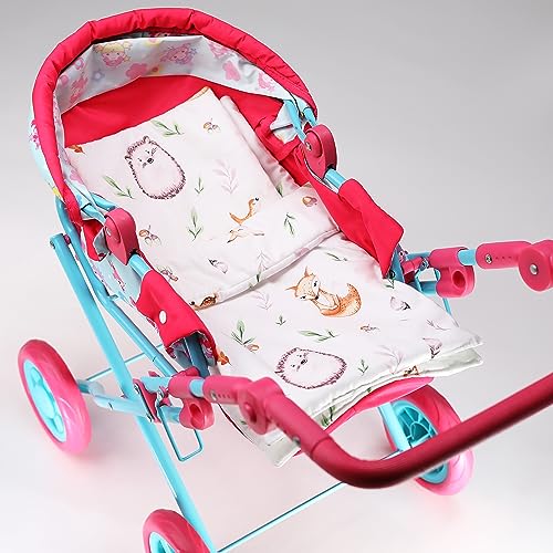PinkZebra 3-teiliges Set Puppenbettwäsche für Puppen bis 43 cm, Puppenbettzeug für Puppenwagen, Bettwäsche mit Matratze für Puppenbett, Waldtiere von PinkZebra