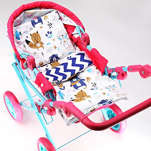 PinkZebra Puppenbettwäsche beidseitig, 3-teiliges Set für kleines Puppenbett, Puppenbettzeug aus Baumwolle, Bettwäsche für Puppen, Puppenbettzeug mit Matratze, Tiere von PinkZebra