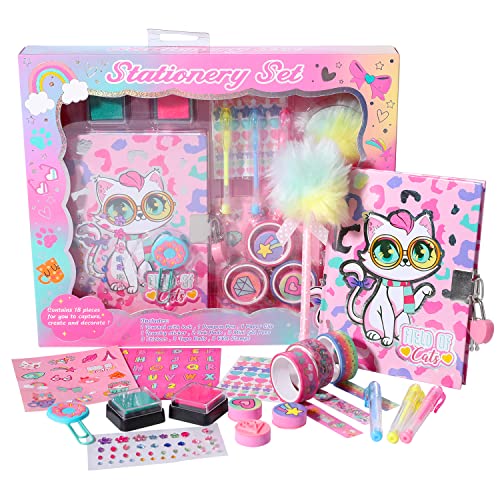 Pinkgarden Katze Tagebuch für Mädchen mit Schloss und Schlüssel, Katze Briefpapier Set mit Tagebuch, Stempel, Aufkleber, Stifte, Journal Notebook Geschenk für Mädchen Kinder im Alter von 4-12 Pinkgarden Katze Tagebuch für Mädchen mit Schloss und Schlüssel, Katze Briefpapier Set mit Tagebuch, Stempel, Aufkleber, Stifte, Journal Notebook Geschenk für Mädchen Kinder im Alter von 4-12 von Pinkgarden