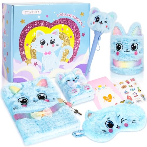 Pinkgarden Katzen Tagebuch Set, Plüsch Journal Notizbuch Set mit Stifthalter, Kugelschreiber, Augenmaske & Aufkleber - Geschenk für Kinder von 6-12 Jahren Pinkgarden Katzen Tagebuch Set, Plüsch Journal Notizbuch Set mit Stifthalter, Kugelschreiber, Augenmaske & Aufkleber - Geschenk für Kinder von 6-12 Jahren von Pinkgarden