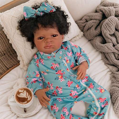 Pinky Reborn Afrikanische Amerikanische Reborn Puppen 20 Zoll 50cm Schwarz Reborn Babypuppen Neugeborenes Baby, Hellere Braune Haut Silikon Reborn Kleinkind Puppen mit lockigem Haar Geschenk für Alter Pinky Reborn Afrikanische Amerikanische Reborn Puppen 20 Zoll 50cm Schwarz Reborn Babypuppen Neugeborenes Baby, Hellere Braune Haut Silikon Reborn Kleinkind Puppen mit lockigem Haar Geschenk für Alter von Pinky Reborn
