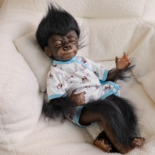 Pinky Reborn Baby-Puppen, cool, handgefertigt, 45 cm, Neugeborene, Affe, Jungen, Puppen, weicher Stoff, lebensechte Puppe, bestes Geschenk für Kinder, Weihnachten von Pinky Reborn