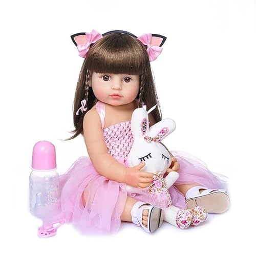 Pinky Reborn Reborn-Babypuppe, Mädchen, Ganzkörper-realistische Baby-Touch, lebensecht, für Neugeborene, handgefertigt, mit Genesis-Farbe, braunes Haar, anatomisch korrekt, für Kinder ab 3 Jahren Pinky Reborn Reborn-Babypuppe, Mädchen, Ganzkörper-realistische Baby-Touch, lebensecht, für Neugeborene, handgefertigt, mit Genesis-Farbe, braunes Haar, anatomisch korrekt, für Kinder ab 3 Jahren von Pinky Reborn