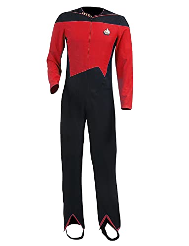 Pinlian Herren Nächste Generation Next Generation Kapitän Jean-Luc Picard Overall Uniform Oufit Cosplay Kostüm Rot Medium von Pinlian